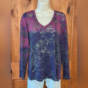 Chic Purple and‎ Pink Burnout Top